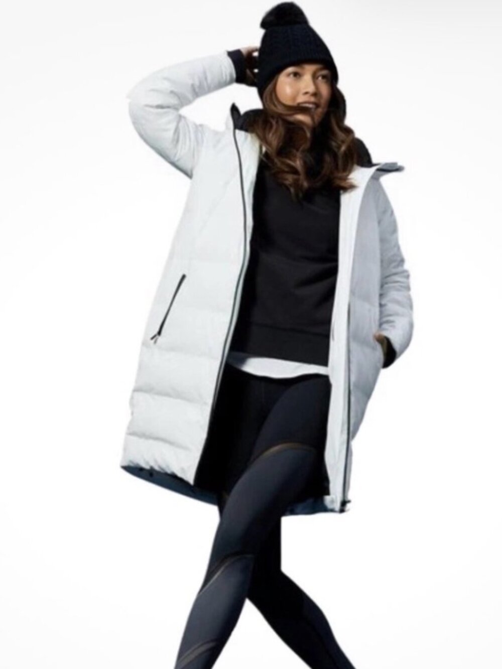LuluLemon Slush Hour White Puffer Parka Coat Size 6 600 Down Filled